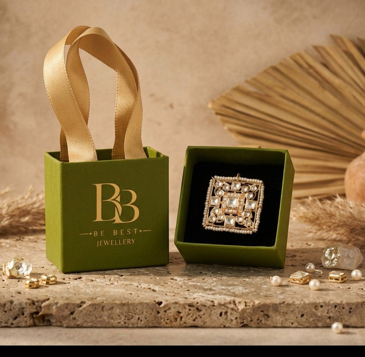 Luxury Square Kundan Pearl Jewelry