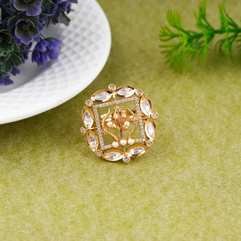 Bow Arrow Motif Kundan Finger Ring