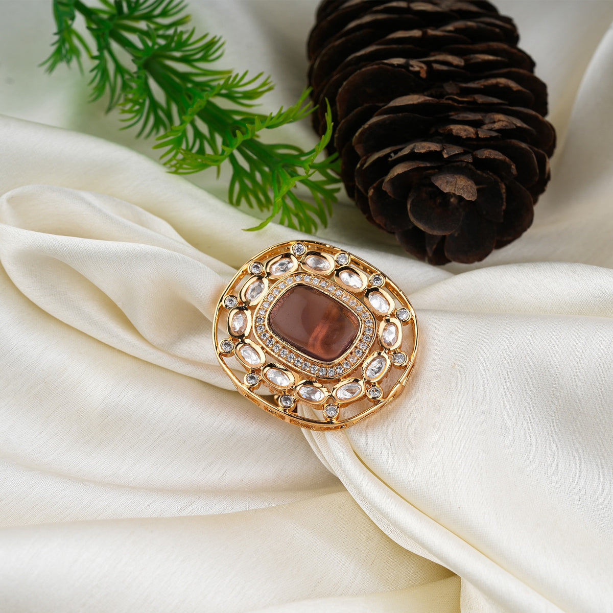 Royal Oval Brown CZ Statement Ring