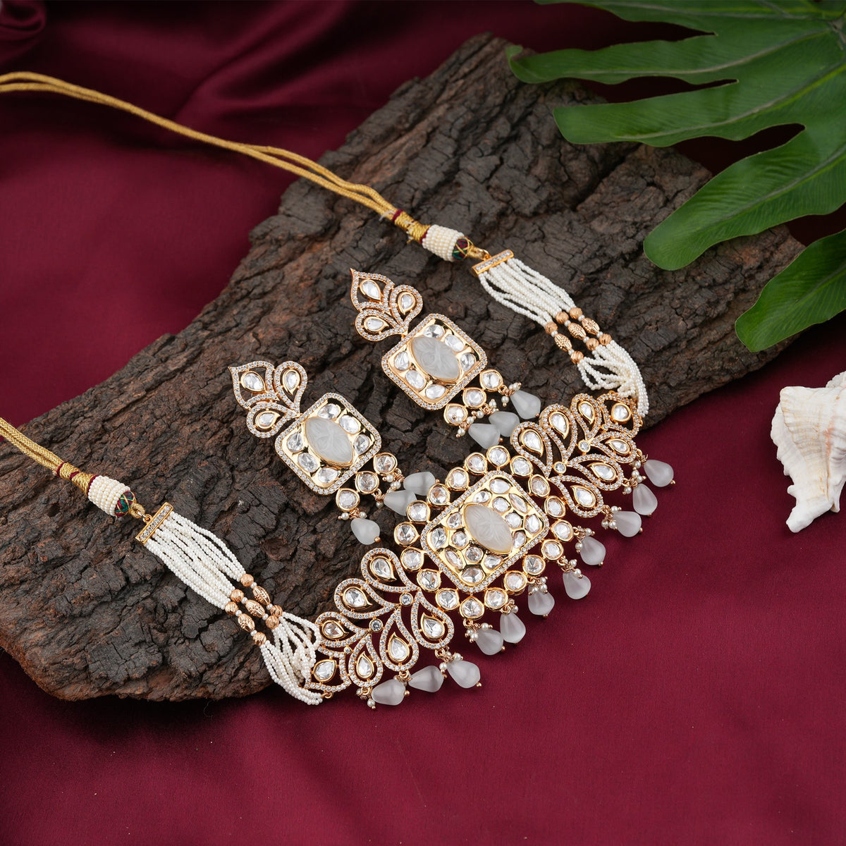 Royal Kundan Pearl Necklace Set for Women | Traditional Bridal Jewellery Set