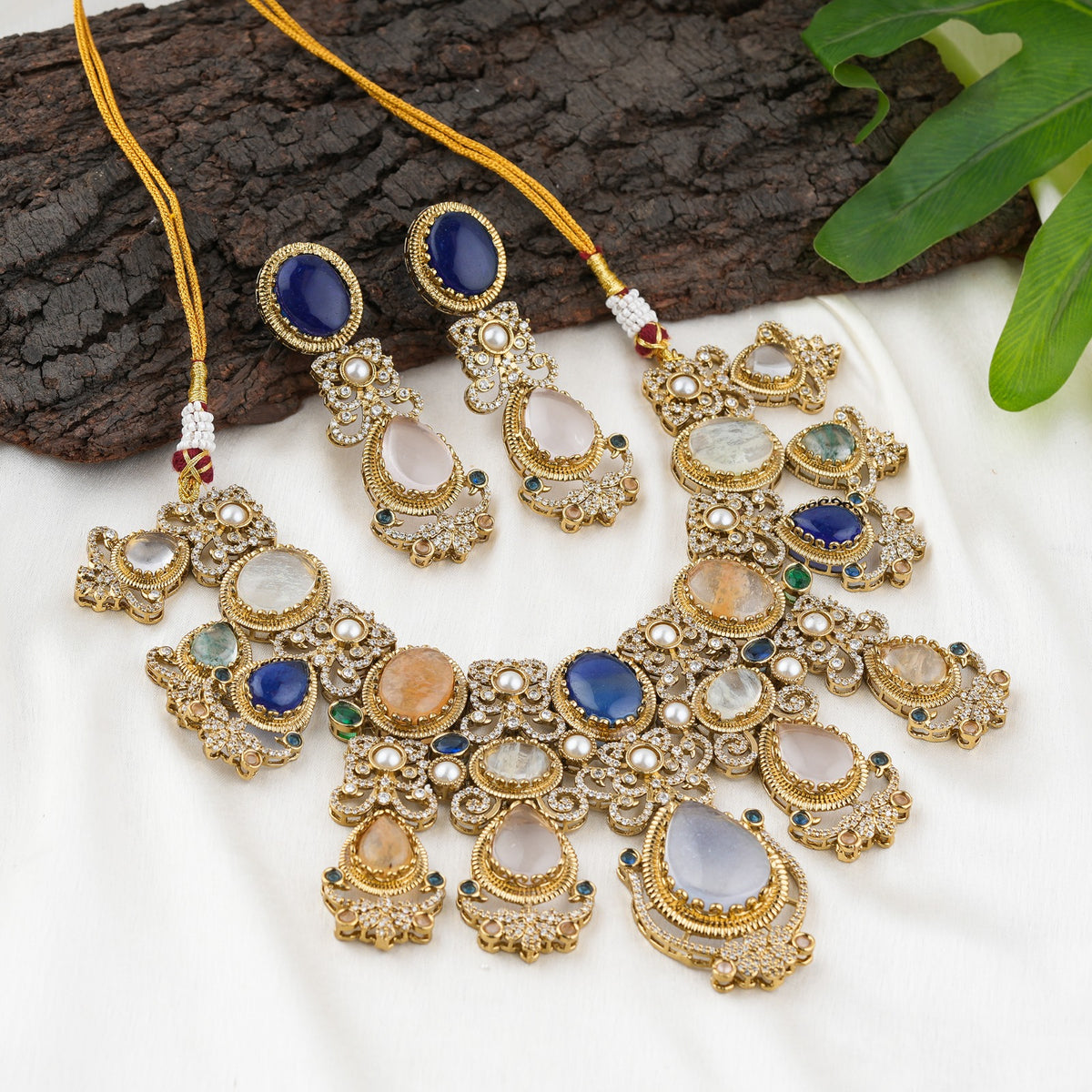 Zaveri Pearls Multi-Stone Necklace Set