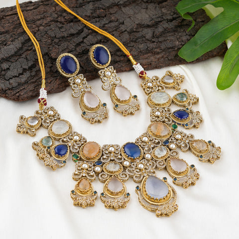 Zaveri Pearls Multi-Stone Necklace Set