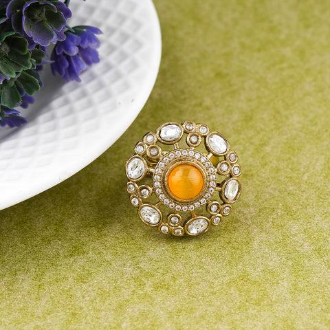 Royal Round Yellow CZ Statement Ring