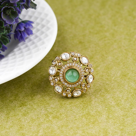 Royal Round Green CZ Statement Ring