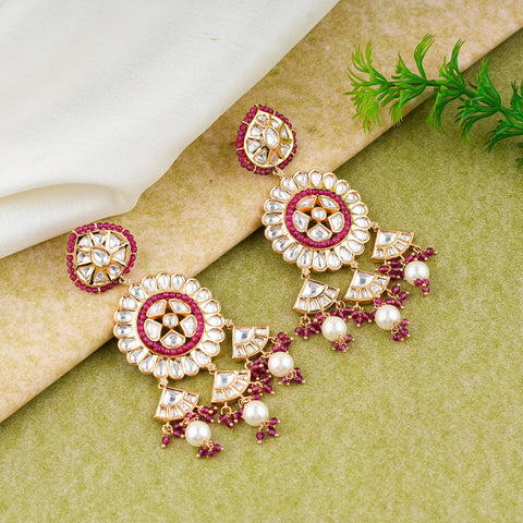 Royal Kundan Earrings with Pearl Drops