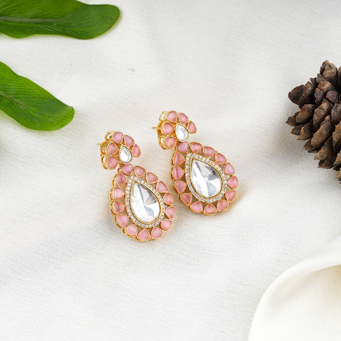 Blush Pink Drop Crystal Statement Earrings